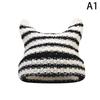 Japanese Streetwear Harajuku Beanie Little Devil Striped Knitted Hat Women Girls Autumn Winter Cute Cat Ears Cap