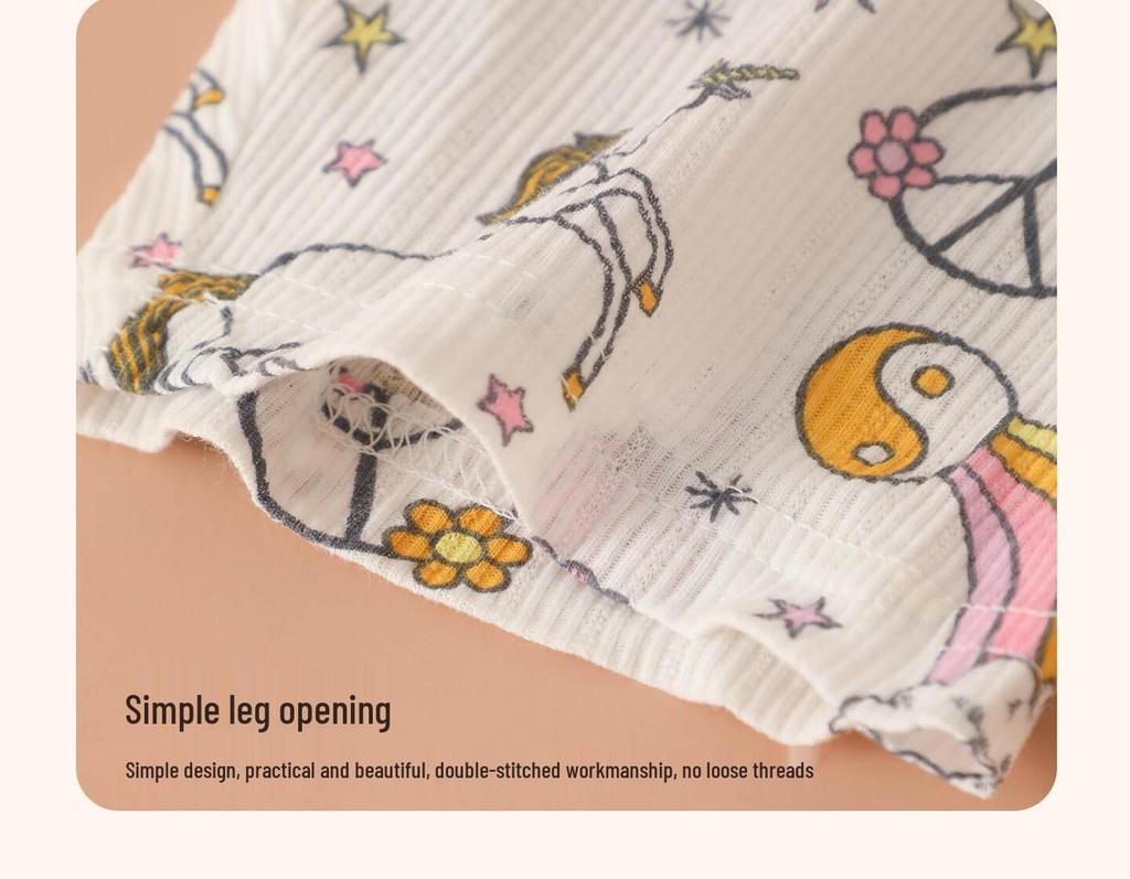 Kinder-Baumwoll-Pyjamashorts - Cartoon-Print, Locker und Leicht für den Sommer