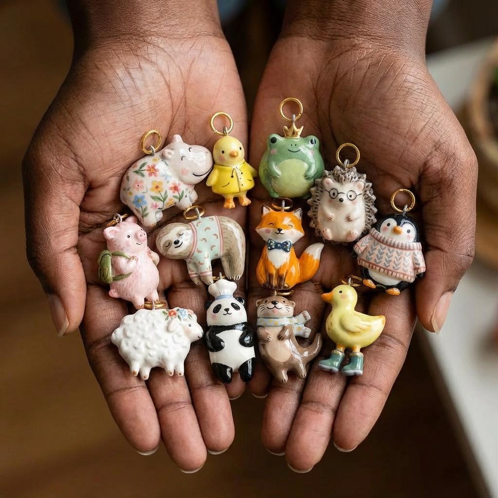 Acessórios de Joias Pingente DIY Novo Estilo 2026: Mundo Animal Hipopótamo, Pintinho, Sapo, Ouriço, Porco