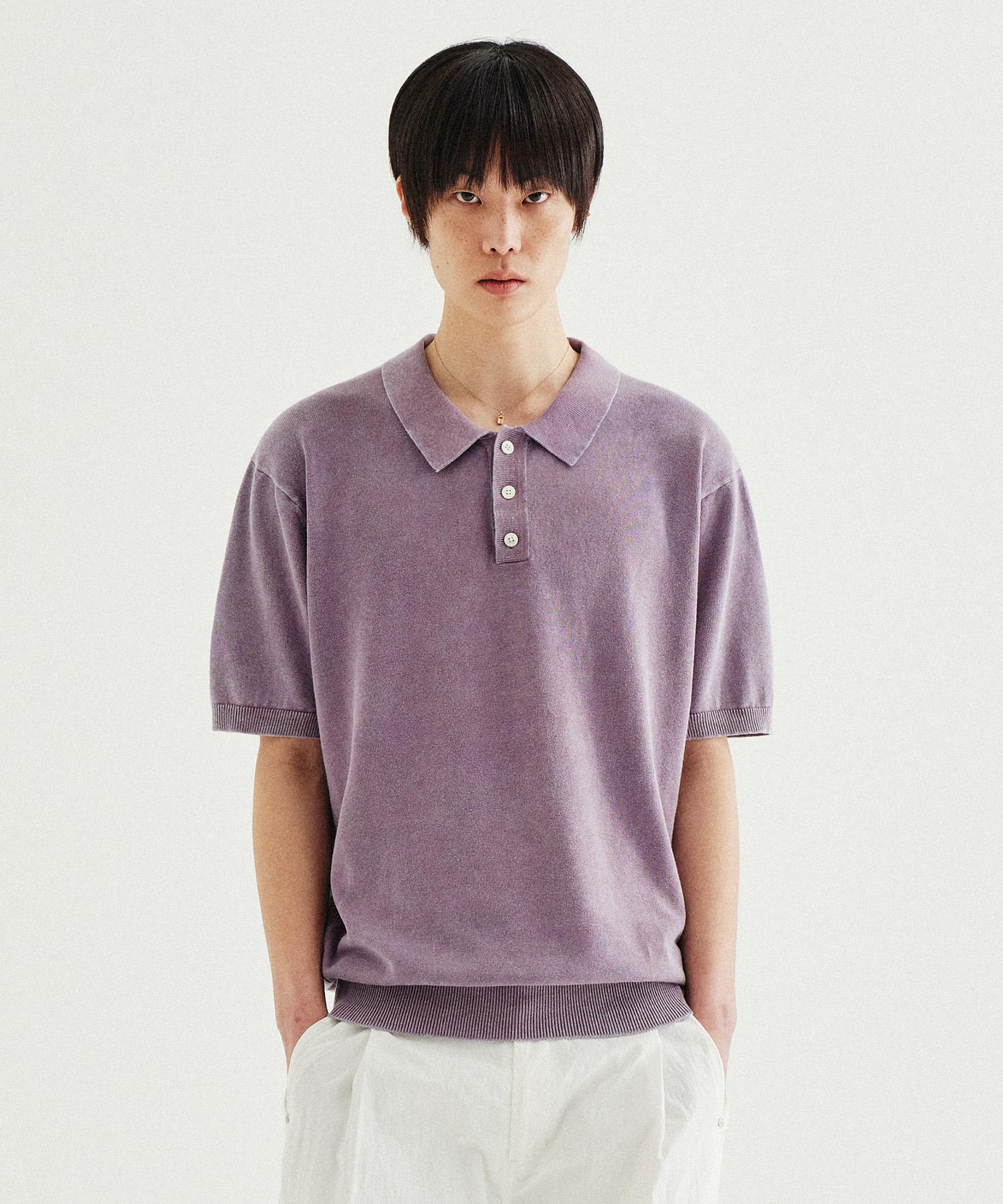 Kimwear Garment-Dyed Collar Half Knit_4 Color Gray/M