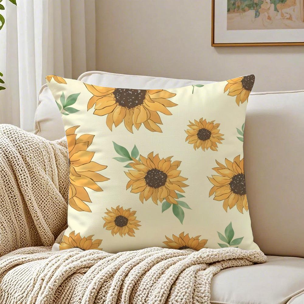 Cute Cartoon Sunfloweres Childlike Art Cushion Cover Pillowcase Antidustmite Living Room Sofa Decor Cushion Room