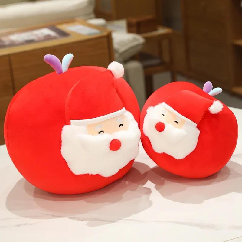 Creative Red Apple Santa Claus Plush Toys Cushion Cute Soft Stuffed Sleep Hugable Pillow Dolls For Kids Birthday Christmas Gift