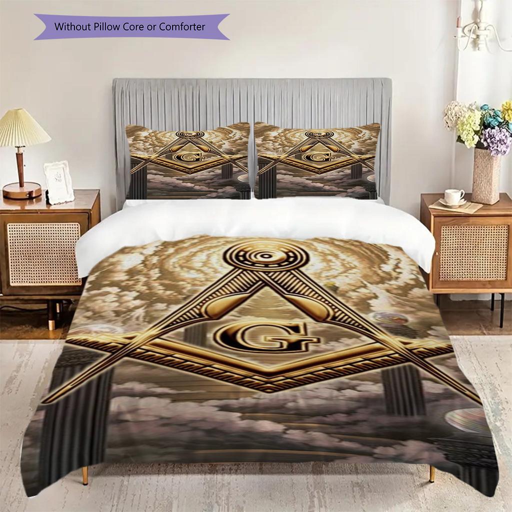 Freedom Faith Unity Bedding (1 * Duvet Cover + 2 * Pillowcase, Without Core) 2D Flat Duvet Cover and Pillowcase Soft and Comfortable Bedding Set