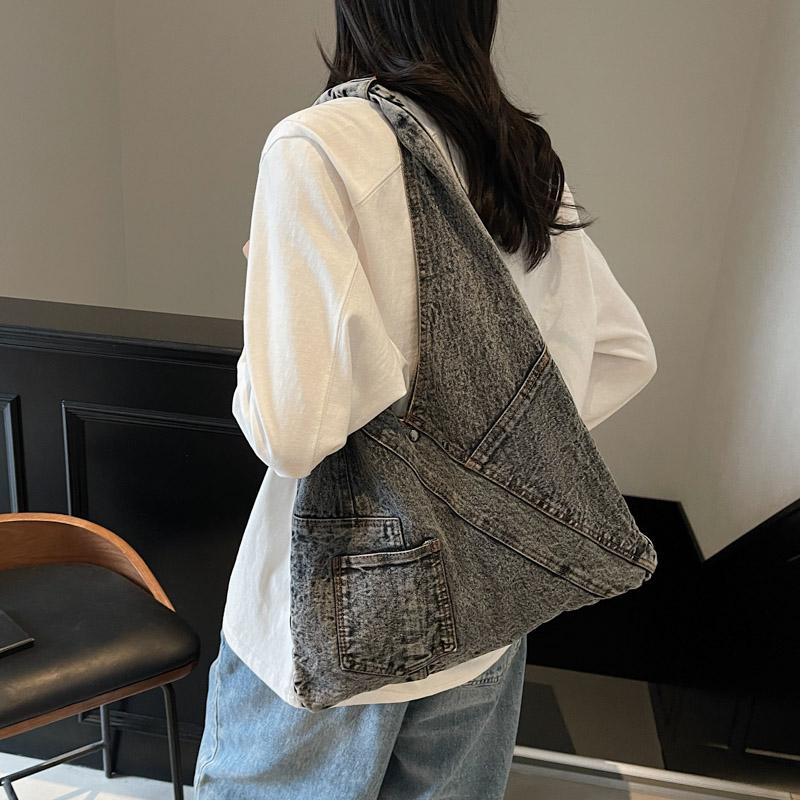 Women's Denim Tote Bag Fashiable Oversized Shoulder Bag Casual Everyday Canvas Style Handbag