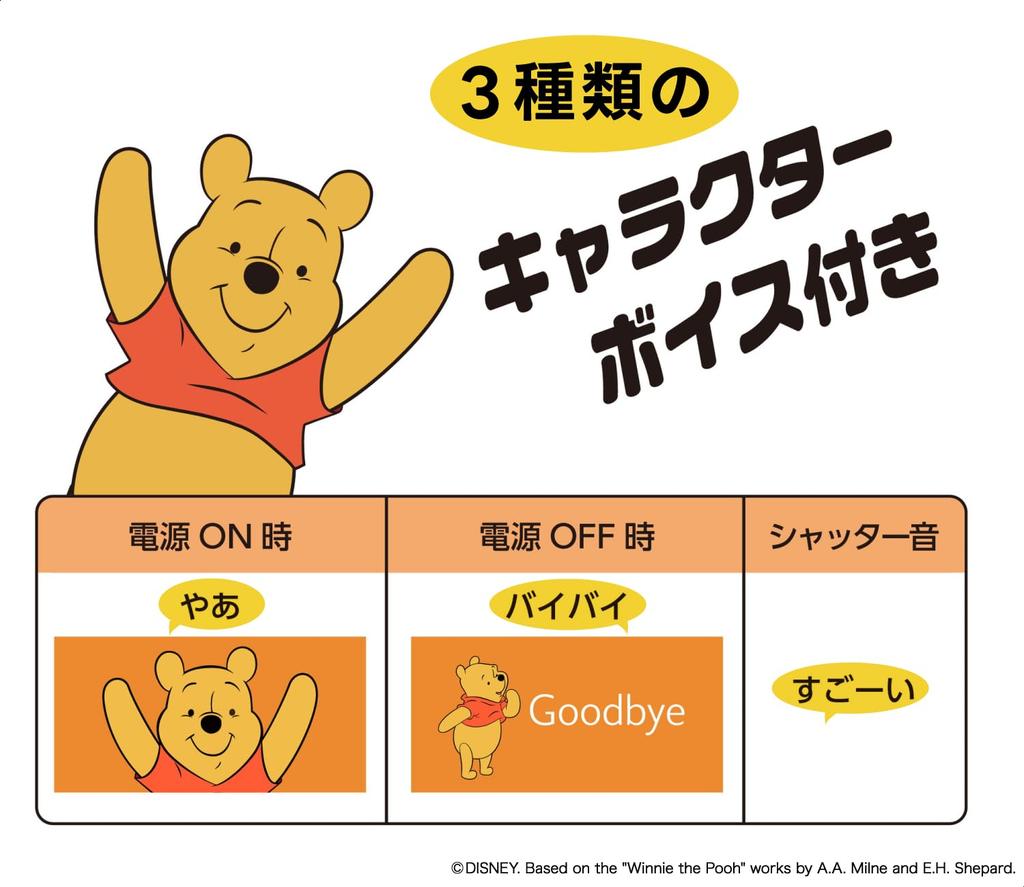 KENKO PIENI M PH Mini Toy Camera with Winnie the Pooh Keychain, 1.22 Megapixels, 0.96-inch Monitor, MicroSD Card Storage, PhotoVideo Recording, and