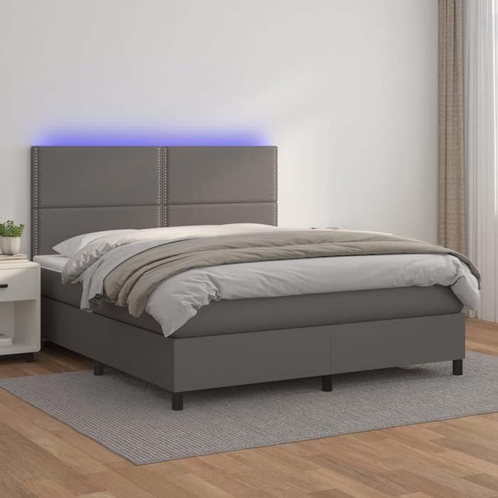 VidaXL Slatted Bed Base with Mattress and LED, Upholstered Bed, Double Bed, Adult Bedroom Interior Bed, 3135883