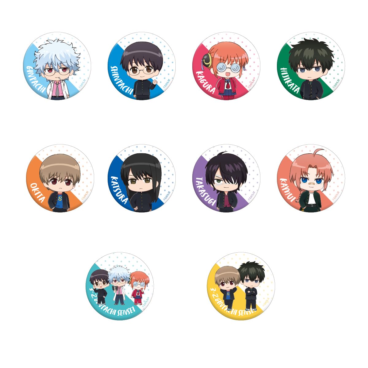 3rd Year Z Class Ginpachi Sensei Waiwai Can Badge Box 10-Piece