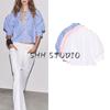 Summer New Product Women's Clothes Minimalist Style Cotton Blended Poplin Puffy Short Sleeve Lapel Shirt Tops 2731082