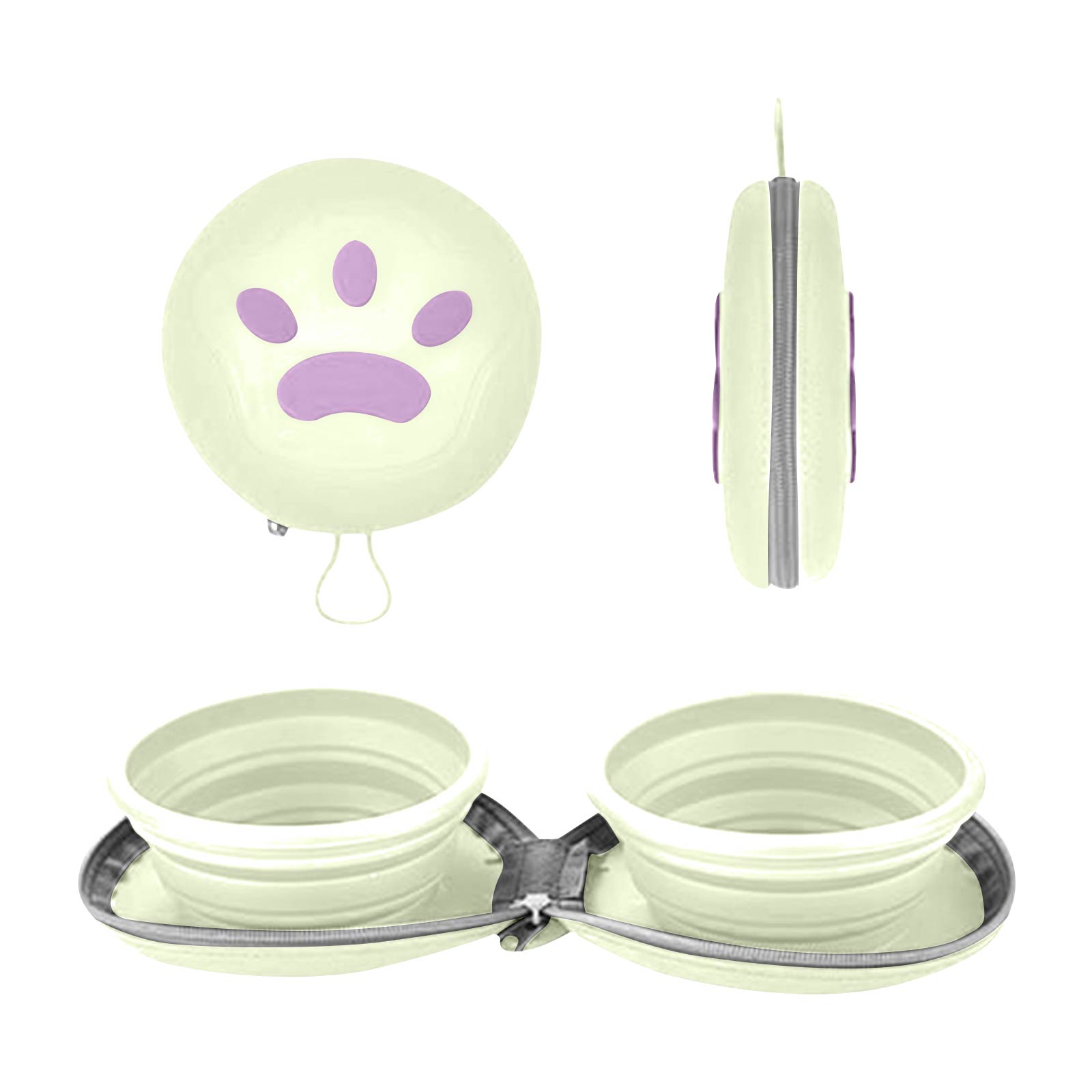 

-Силиконовый набор мисок для питомцев - 2-в-1 портативная миска для еды и воды для путешествий, походов, кемпинга с сумкой для переноски на молнии One Size