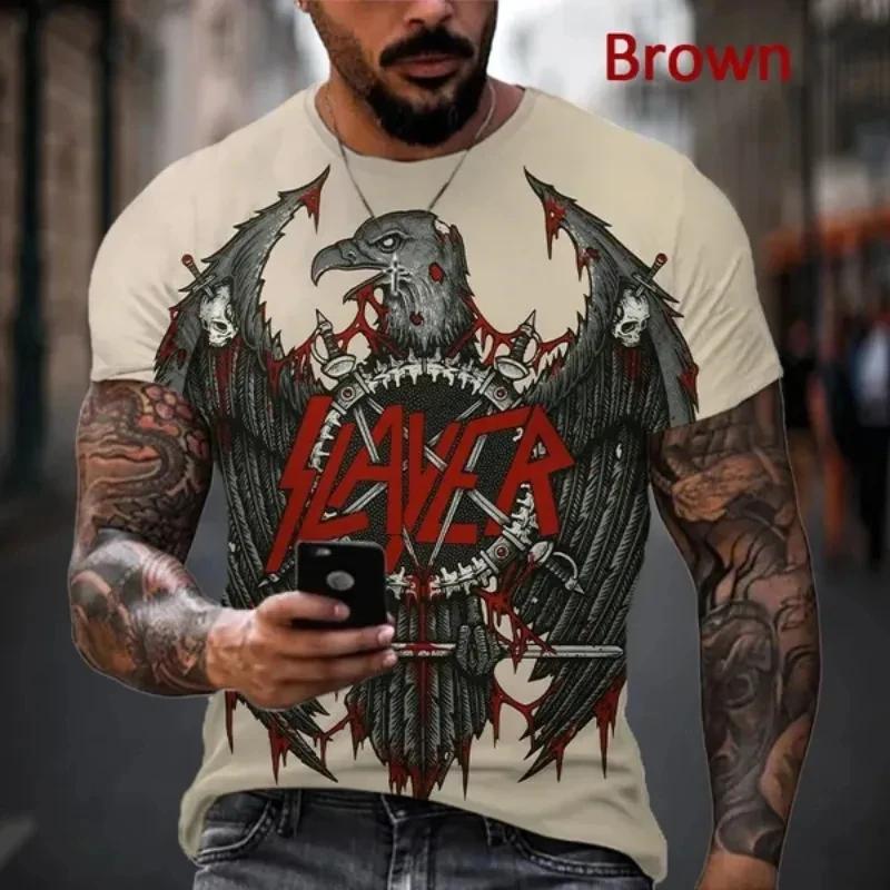 Neue Heavy Metal Rock Band Slayer Print T-Shirts 3D Herren Hip Hop Stil Kurzarm T-Shirt Lässige Jugend Persönlichkeit Kleidung