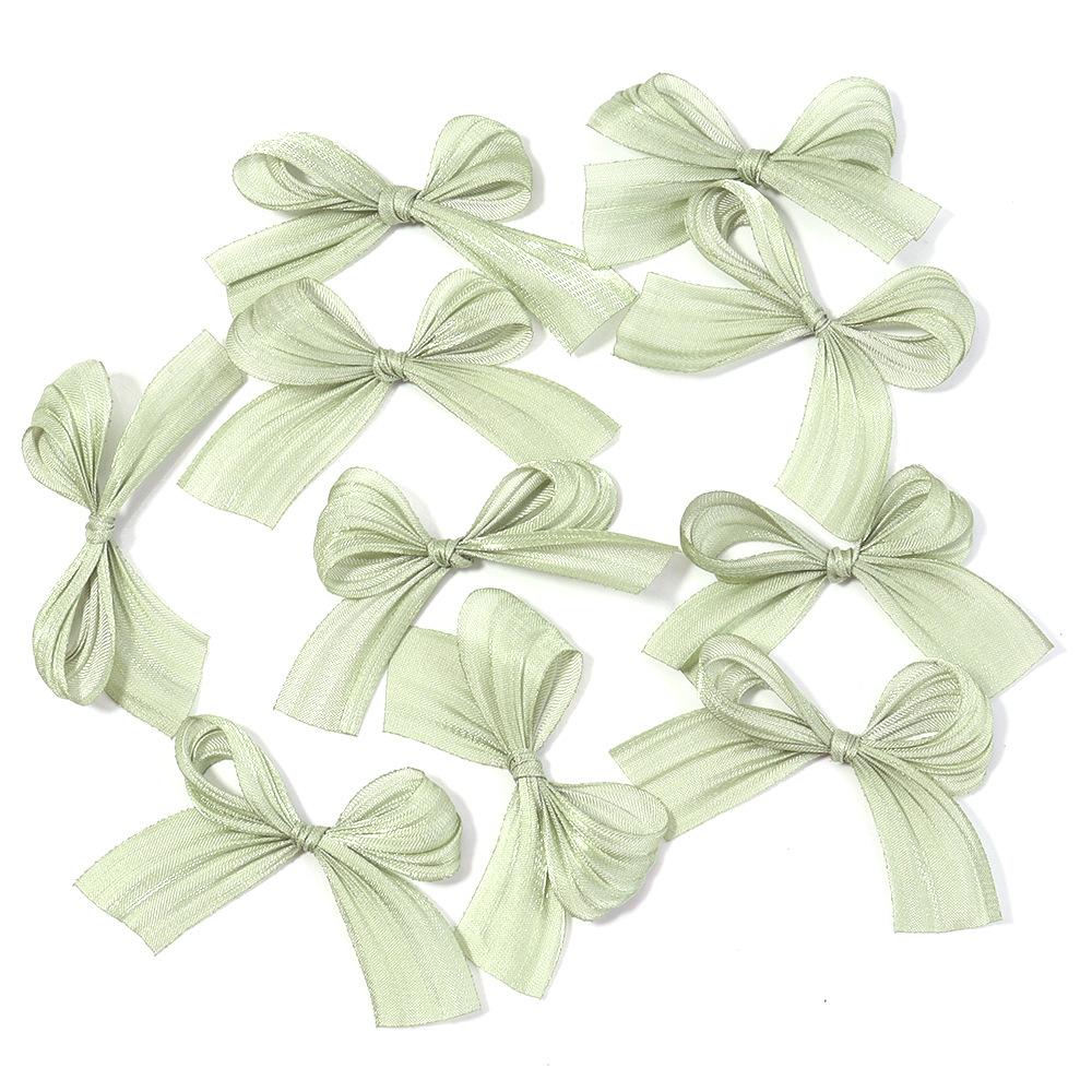 10Pcs/Lot 4x5.5cm Pearlescent Satin Ribbon Fold Bows Decoration Bow Small Bowknot Gift Flower Wedding Bow For Craft Handwork DIY