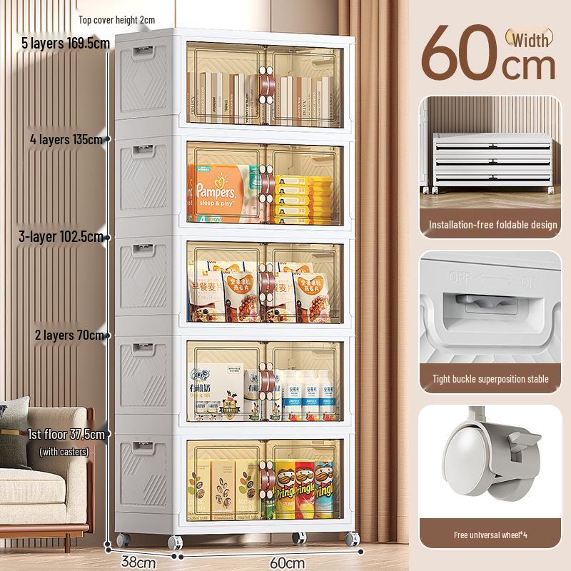 Folding Multi-Layer Storage Cabinet for Living Room - Organize Children's Clothes, Snacks, and More