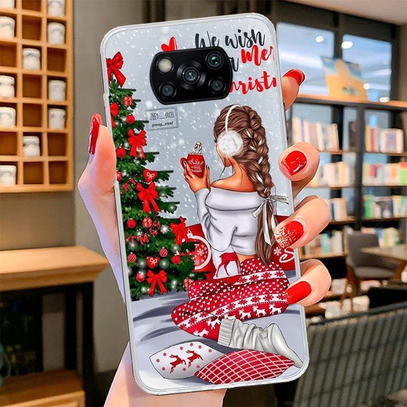 Christmas Girls Tree Gift Cover Phone Case For Xiaomi Poco F7 Ultra X7 X6 X5 Pro M7 Redmi 15C 15 13C 13 12C 12 10C 10 9A 9C 9T 9
