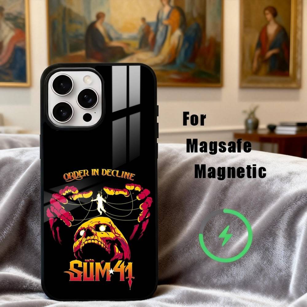 

Hard-rock S-Sum 41 Band Phone Case For iPhone17,16,15,14,13,12,11 Plus,Pro Max Magnetic For Magsafe Wireless Charging iPhone17Pro