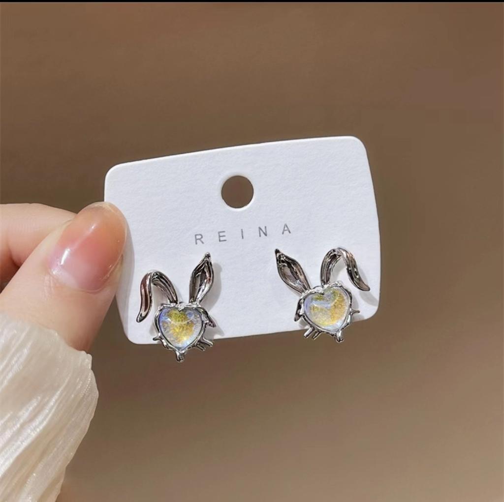 S925 Silver Needle Retro Style Irregular Blue Love Stud Earrings High Sense Trendy Earrings Contrasting Color Personalized Earrings