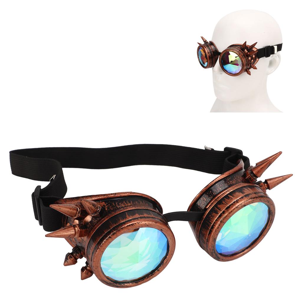 Halloween Kaleidoskop Rave Brille Regenbogen Kristallgläser Verstellbare Trippy Psychedelische Steampunk Brille