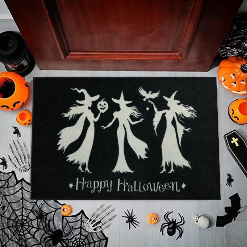 Halloween Witch Print Welcome Doormat Machine Washable Carpet for Living Room Bedroom Kitchen and Laundry Rug Floor Mat