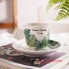 90ml Ceramics Coffee Cup And Saucer Set Nordic Fresh Cafe Drinkware Plant Monstera Office Mug Milk ESPRESSO SHOT Teacup For Girl