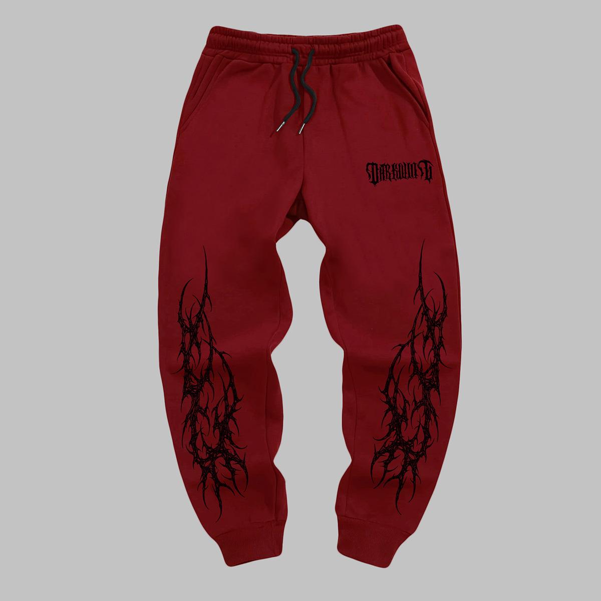 

Men s Gothic Style Jogger Pants - Winter Warmth Casual Athletic Track Pants with Elastic Waist & Cuffed Hem, Geometric Gothic Patterns XXL червоний