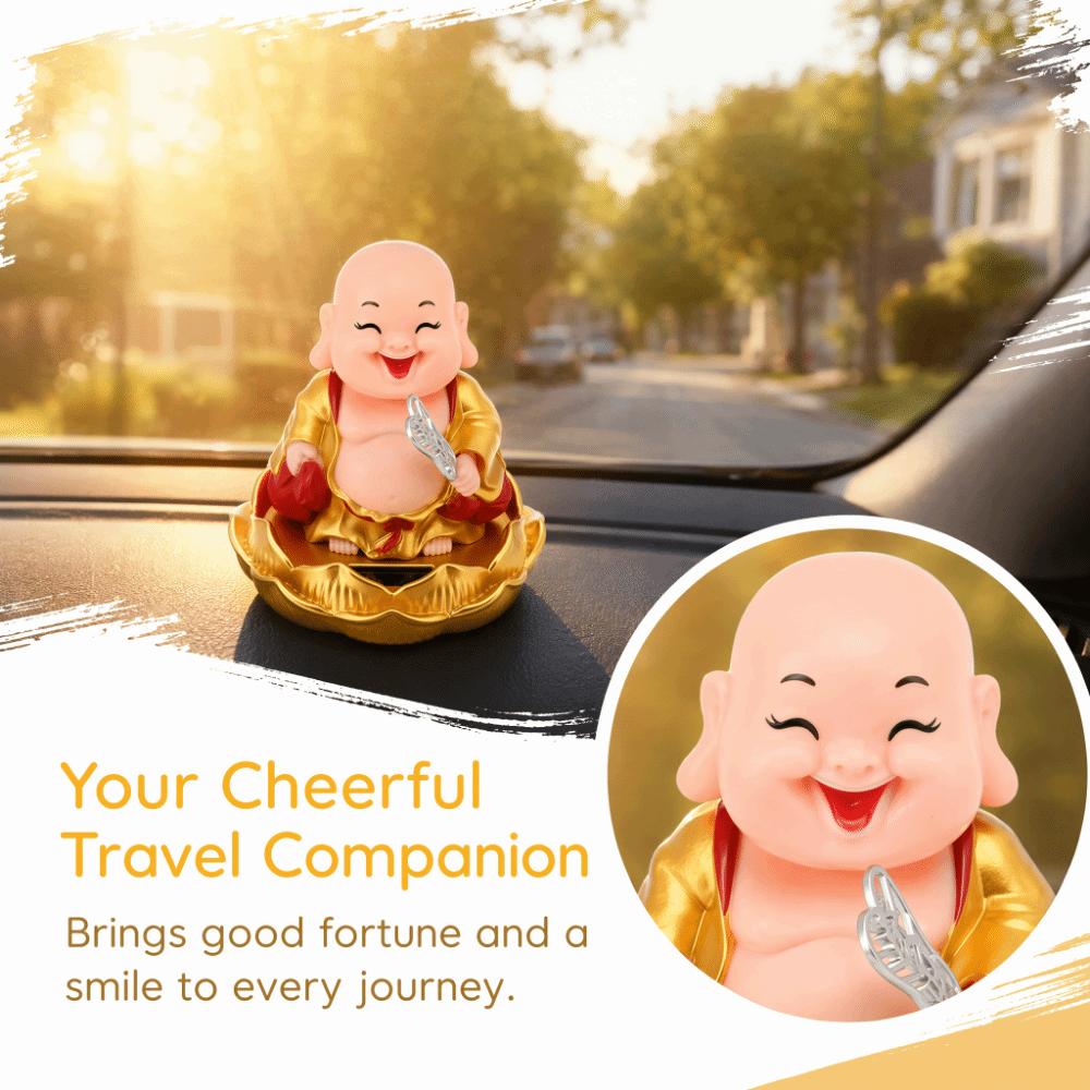3.74x4.13in Light Sensing Nodding Maitreya Buddha Office Desktop Decoration