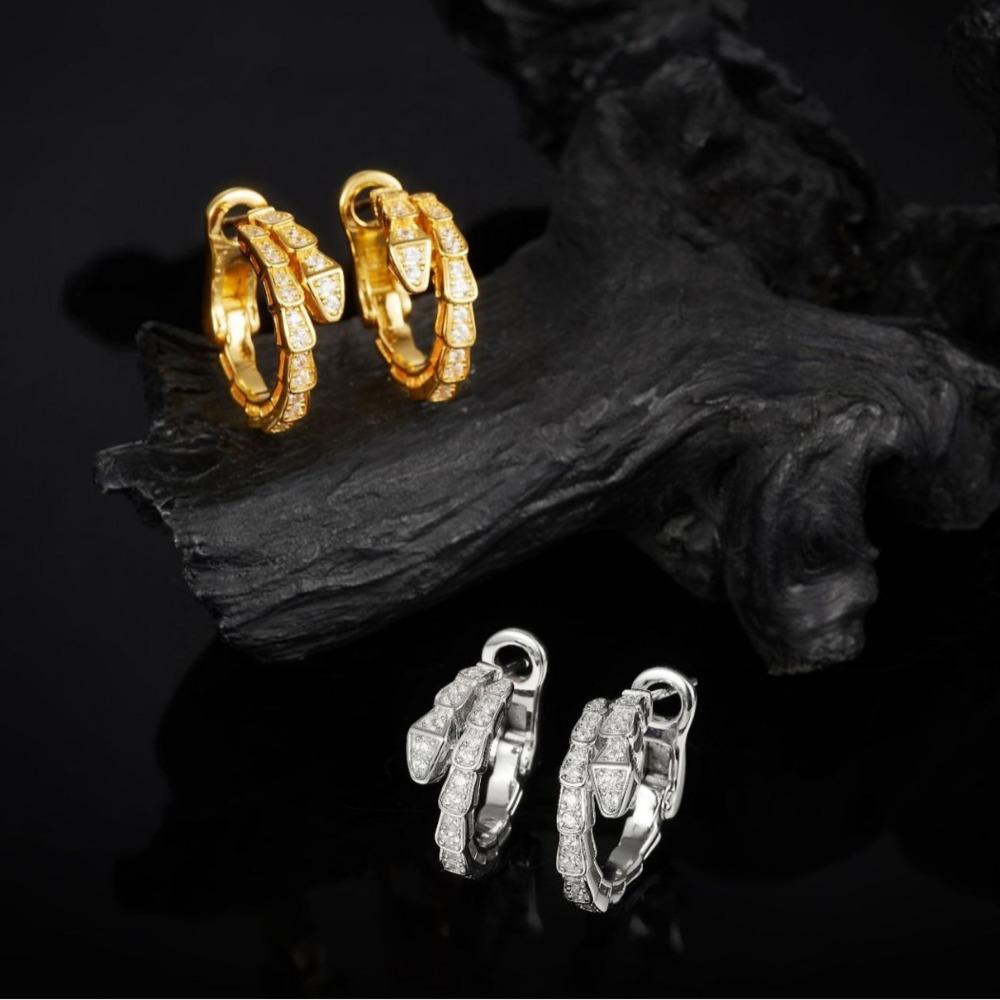 925 Sterling Silver Snake Design Hoop Moissanite Earrings D VVS1 Fine Jewelry For Women Party Daily Gift
