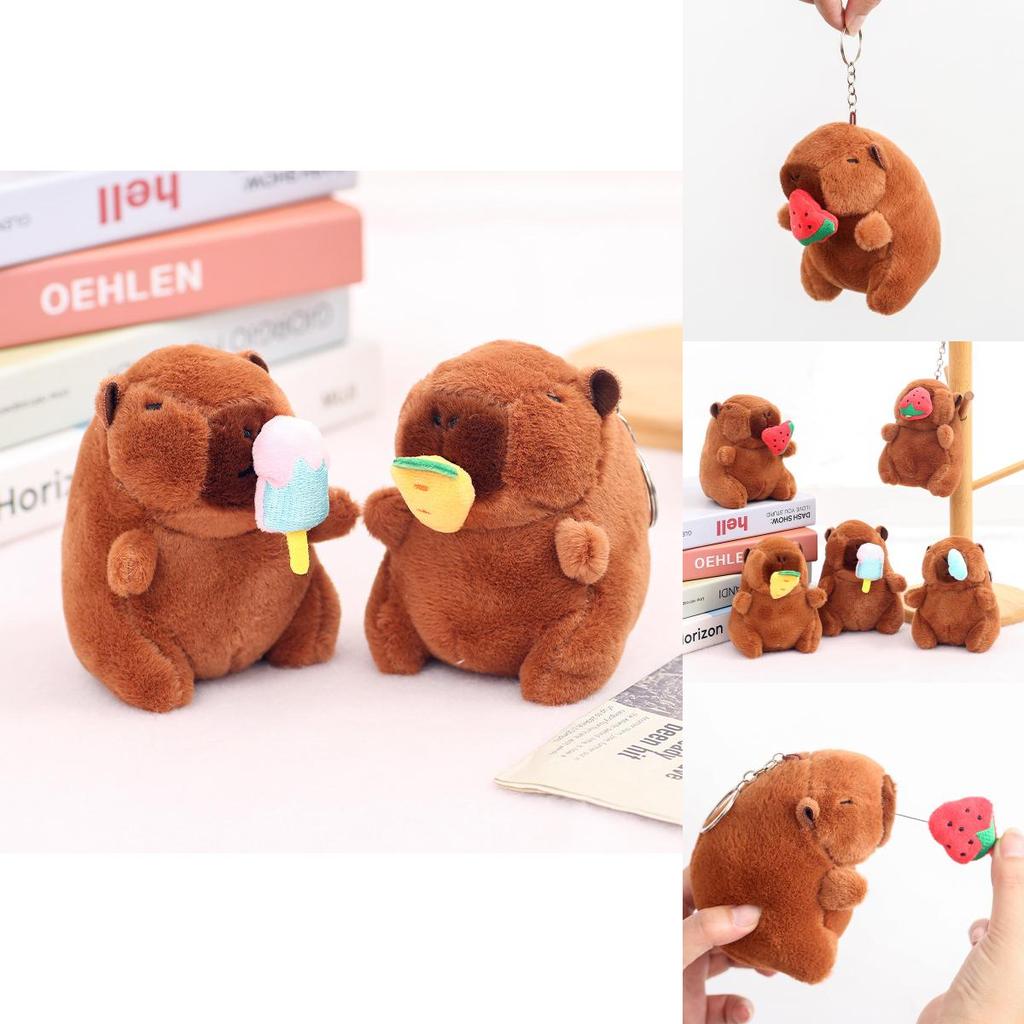 Creativo Cappello da Gelato Fragola Anguria Capibara Peluche Ciondolo Portachiavi Per Regalo Bambini
