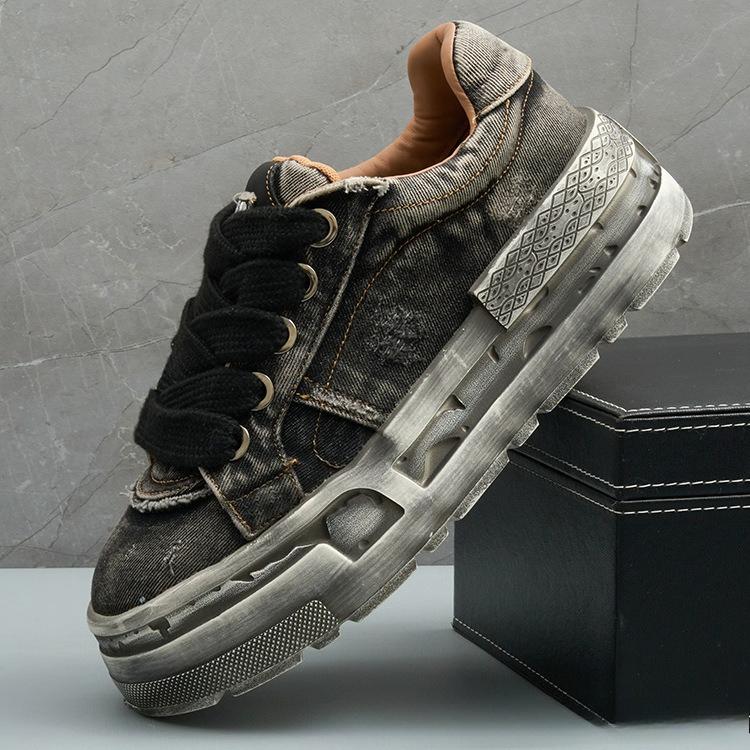 Men Sneakers Casual Shoes Blue Denim Canvas Lace-Up Shoes Fashion Vulcanize Shoes High-quality Walking Sneaker Zapatillas Hombre