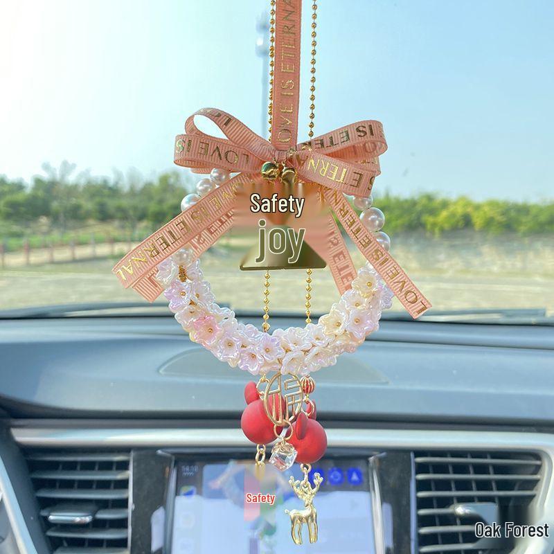 High-End Peace & Joy Feather Rearview Mirror Pendant