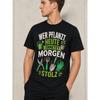 Men's Black Short Sleeve Crew Neck T-Shirt with German Gardening Quote & Tools Graphic, Soft Cotton Feel for Casual Outdoor Wear