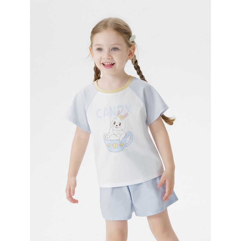 [Cool Feeling] Mark Jenny Girls' Sweetheart Bunny Short-Sleeve T-Shirt Baby Top Summer New Style 550767