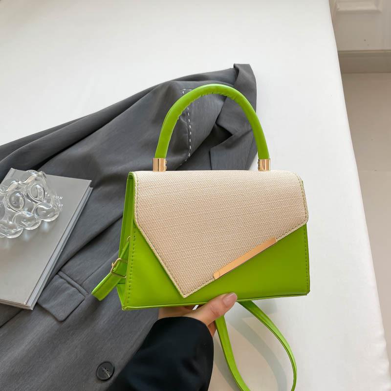 Luxury Light Splicing Contrasting Color Crossbody Bag With Buckle Magnetic