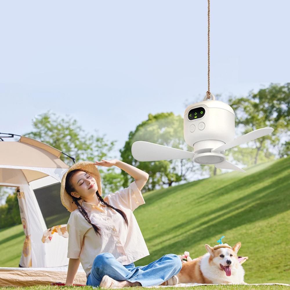 8000mAh USB wiederaufladbarer Deckenventilator 3-stufige Windgeschwindigkeit Großer Wind Deckenventilator Nachtlicht Beleuchtung Haushalt Outdoor Ventilator