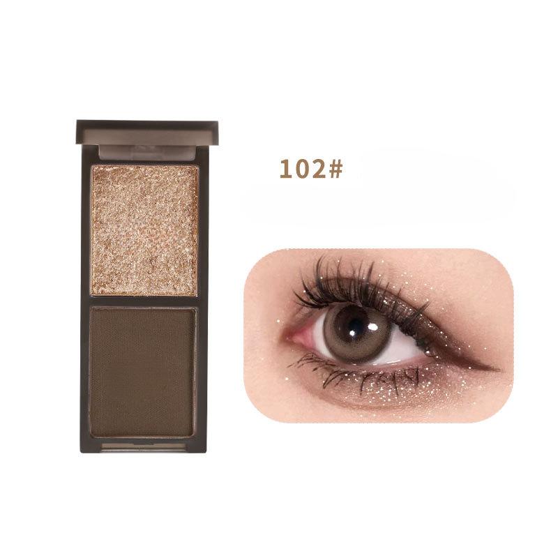 Cool Two-color Eyeshadow Palette, Pink Matte Pearlescent Sweet and Cool Makeup, Dark Lazy Eyeshadow