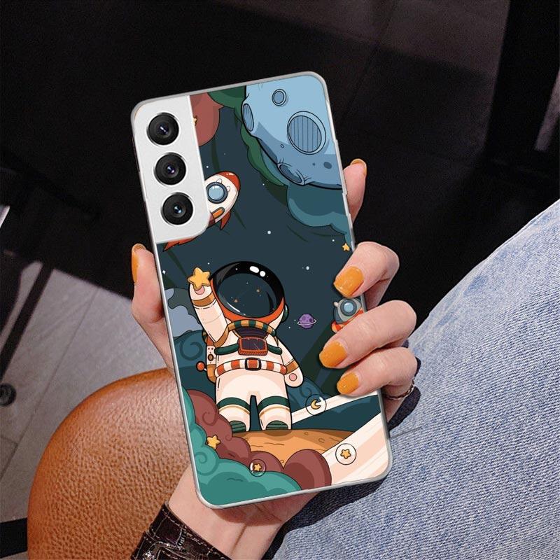 Cartoon Planet Astronaut Star Rocket Phnoe Case for Samsung Galaxy S26 S25 Edge S23 S24 Ultra S22 Plus S21 S20 FE Unique Cover S