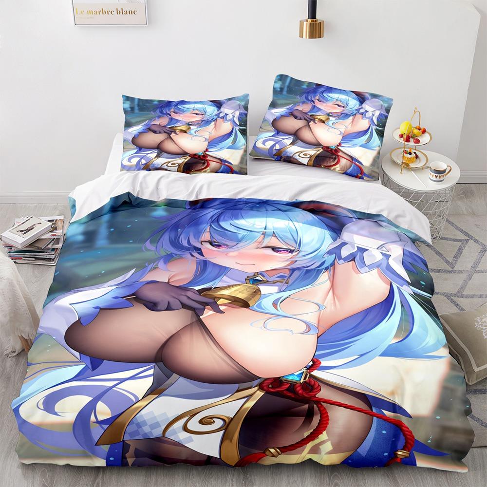 Genshin Impact Bedding Sets Quilt Bed Cover Comforter Duvet Cover Pillow Case 2-3 Pieces Sets Kids Adult Bedroom Decoration