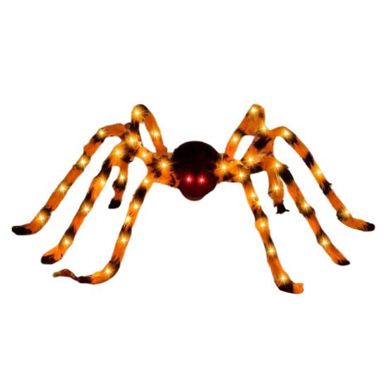 Halloweenský obří svítící pavouk Strašidelný realistický chlupatý LED pavouk s ohebnýma nohama pro vnitřní venkovní Halloweenskou zahradní domácí výzdobu