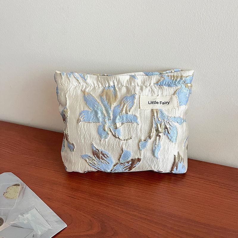 Pink Floral Makeup Bag: Women's Portable, Large Capacity, Small Size Travel Toiletry and Skincare Storage Bag