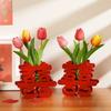 Good Fortune Wedding Red Flower Vase Good Luck Best Wishes Flower Arrangement Vase Blessings Flower Pot Basket Wedding Supplies
