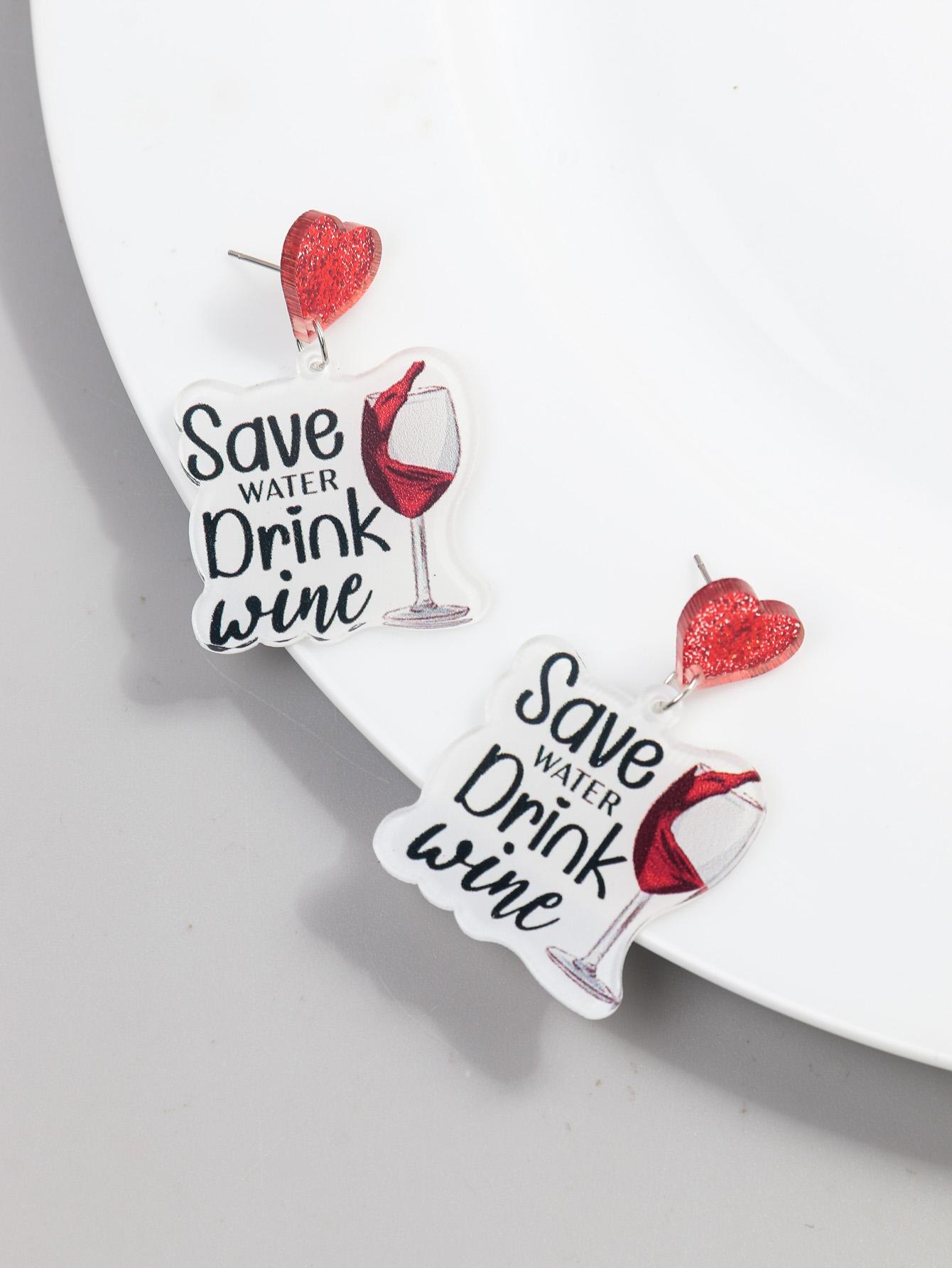 New Christmas Wine Glass Acrylic Earrings for Women Creative Funny Drink Wine Cup Drop Earring Fashion Party Jewelry Gift