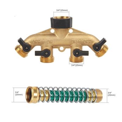 Divisores de mangueira de jardim de 4 vias com 2 extensões de mangueira de mola 4 arruelas 3/4 "" torneira desviadora mangueira de torneira