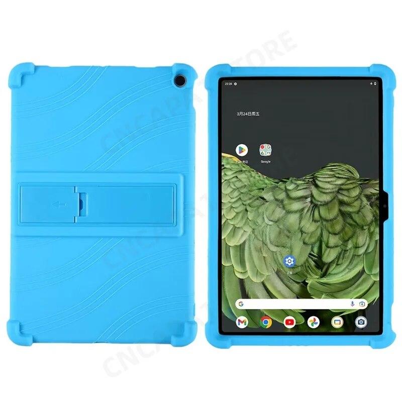 4 Verdickte Ecken Weiche Silikonhülle mit Ständer für Google Pixel Tablet Hülle 10.95" Kindersicherheit Stoßfester Schutzhülle