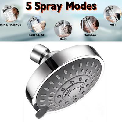 High Flow Fixed Shower Nozzle with 5 Adjustable Modes, High-pressure Shower Nozzle, Bathroom Fixed Device