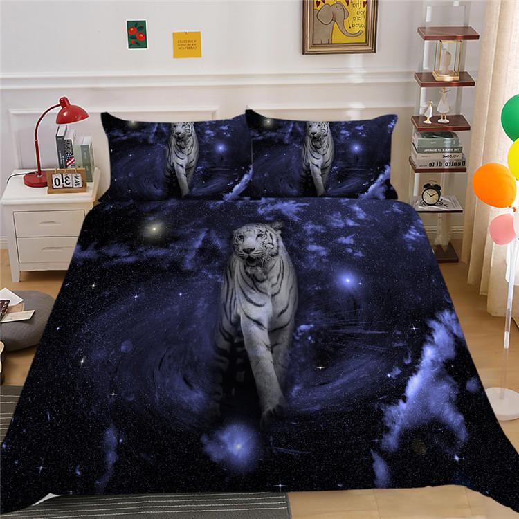 3D Digitaldruck Sternenhimmel Tier-Serie Bettbezug Kissenbezug Dreiteiliges Set Polyester