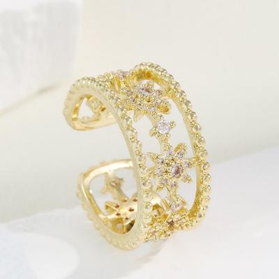 Ins Geometric Full Diamond Japanese and Korean Style Ring Female Small Fresh and Sweet Inlaid Zircon Advanced Sense Opening Adjustment Ring