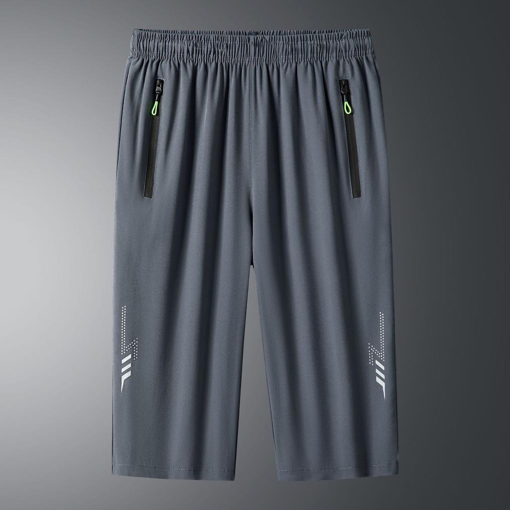 Men's Spring and Summer Plus Size Solid Colour Seven Minute Trousers Men's Sports Shorts Quick Drying Casual Trousers Beach Trousers