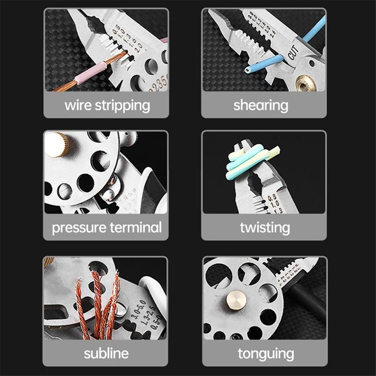 

2025+ Electrician Wire Stripping Pliers Multifunctional Electricians Maintenance Anti-Slip Stripper Cable Crimper Pliers Tool China Mainland