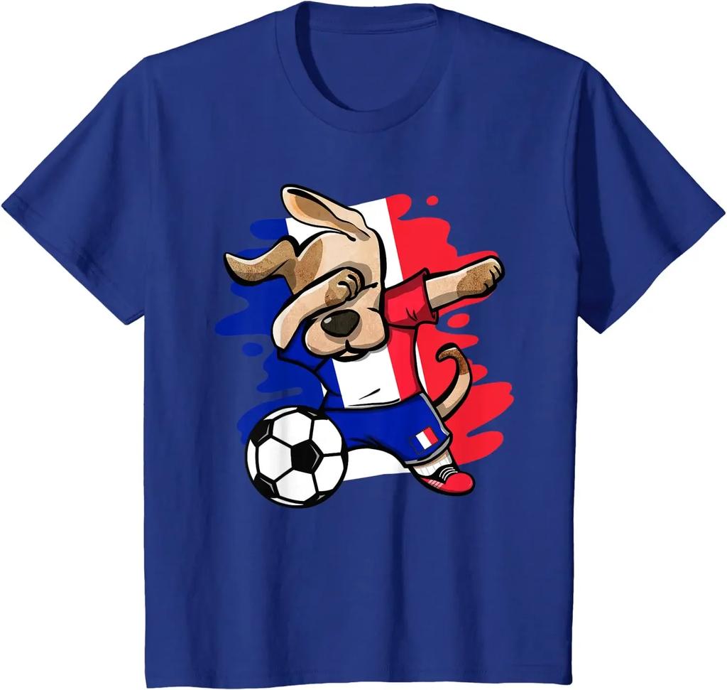 Dabbing Dog France Soccer Fans French Flag Football Men TShirt Short Casual 100 COTTON ONeck T Shirts