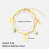 New European and American cross double-layer bracelet simple niche design turquoise pendant stainless steel gold-plated bracelet