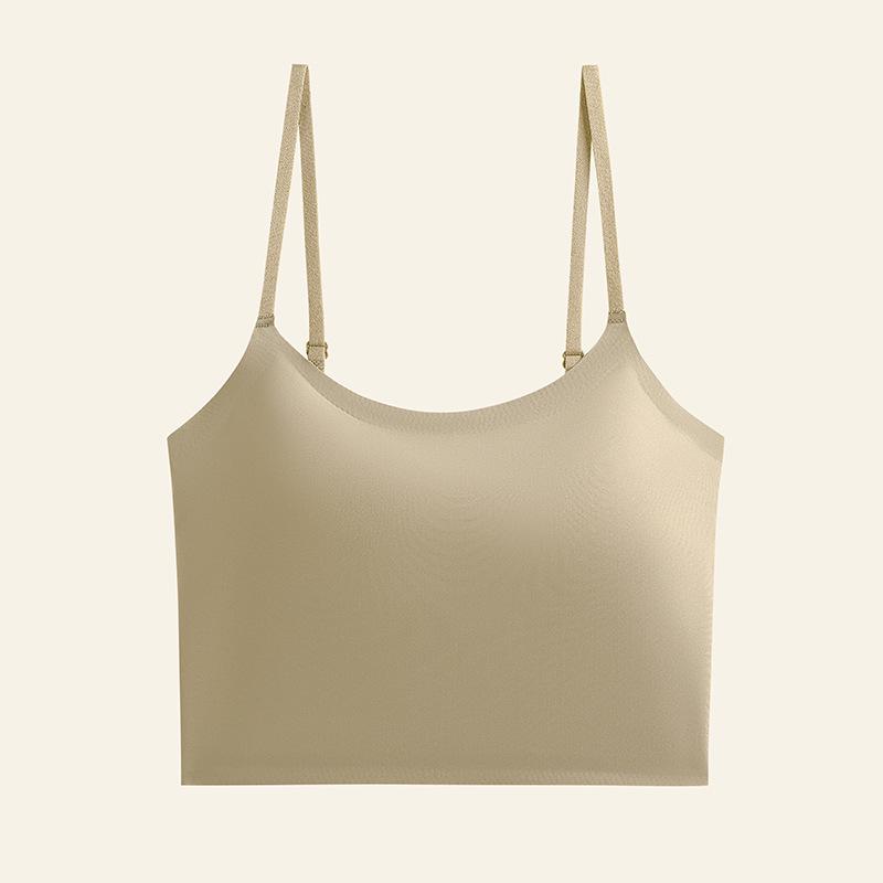Seamless Ice Silk Spaghetti Strap Tank Top - Women's Slimming One-Piece with Beautiful Back Design
