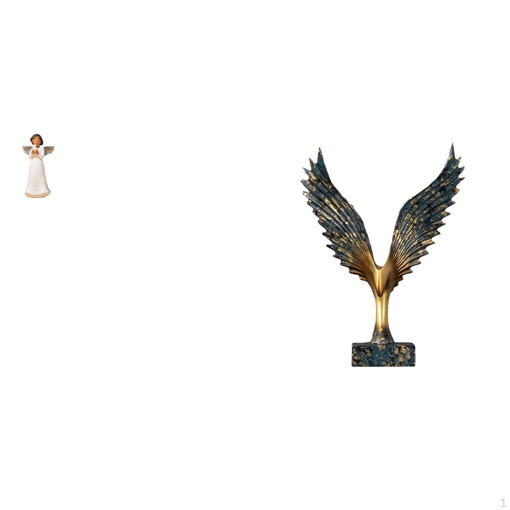 Cherub Resin Figurine Sculpture with Spreading Feng Shui Ornament for Indoor Desk Living Room Xmas